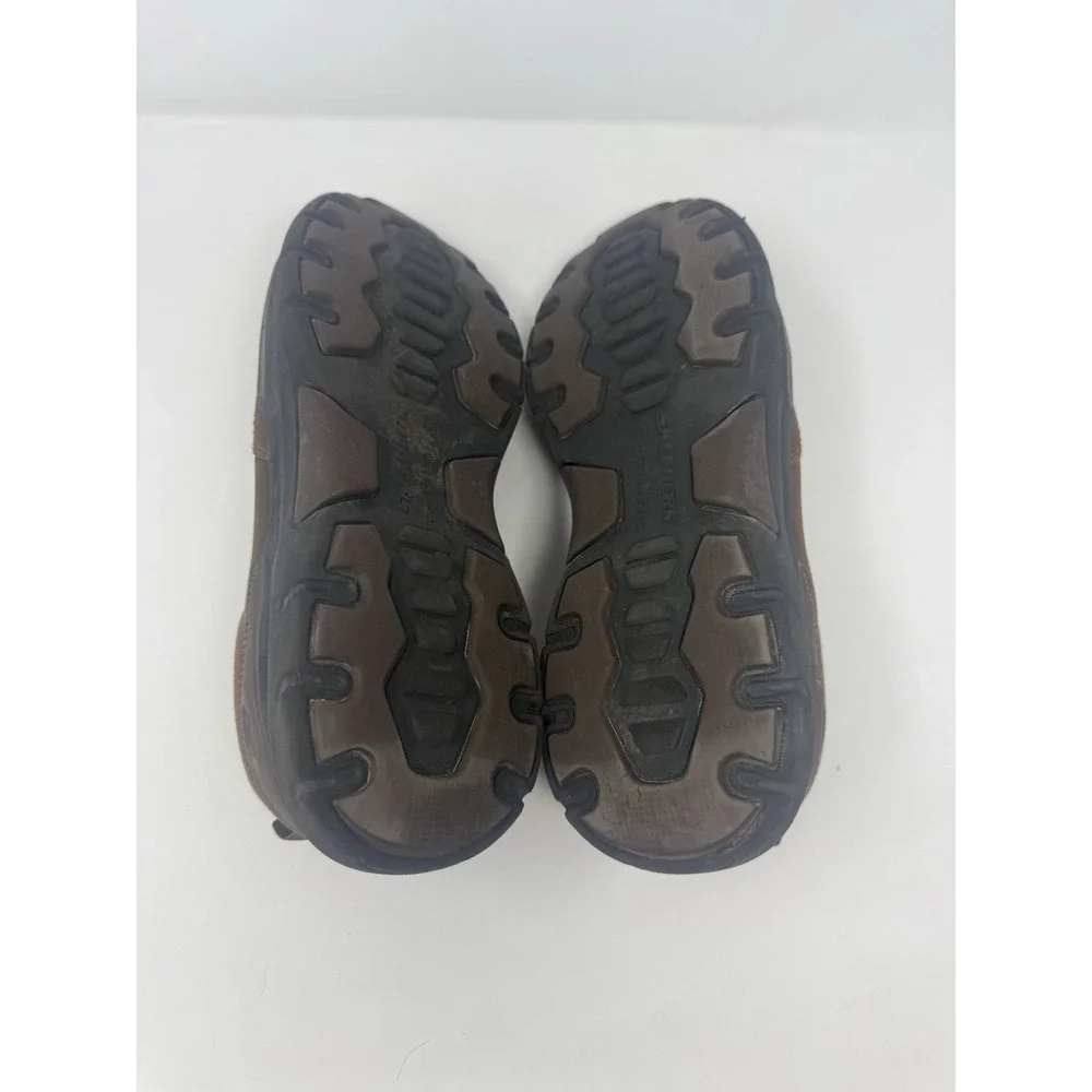 Skechers Mens Expended Seveno Shoes Sz 12 Brown Leather Slip On Casual Loafers